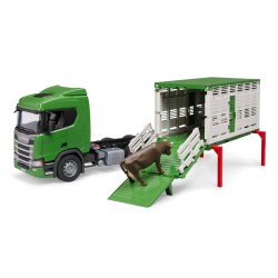bruder - Scania Super 560R Tiertransport-LKW mit 1 Rind