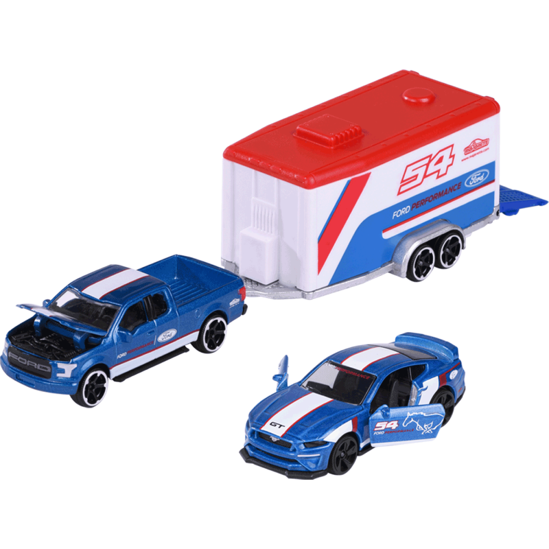 majorette - Race Trailer (F- 150 Raptor + Mustang GT: Ford Performance) majorette - Race Trailer (F- 150 Raptor + Mustang GT: Ford Performance)