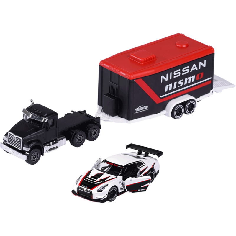 majorette - Race Trailer (Mack Granite + Nissan GT-R Nismo GT3: nismo) majorette - Race Trailer (Mack Granite + Nissan GT-R Nismo GT3: nismo)