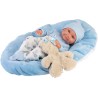 Llorens - Nico mit blauem Kissen und Teddybär