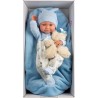 Llorens - Nico mit blauem Kissen und Teddybär