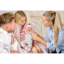 Llorens - Babypuppe Mimi die lacht mit weiss-pinkes Outfit