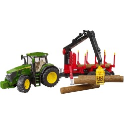 bruder - John Deere 7R 350 mit Rückeanhänger und 4 Baumstämmen