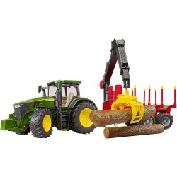 bruder - John Deere 7R 350 mit Rückeanhänger und 4 Baumstämmen