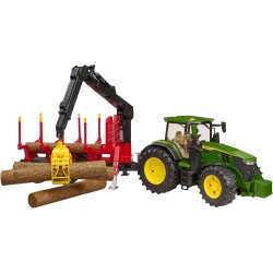 bruder - John Deere 7R 350 mit Rückeanhänger und 4 Baumstämmen