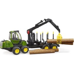 bruder - John Deere 1210E Rückezug mit 4 Baumstämmen und Holzgreifer