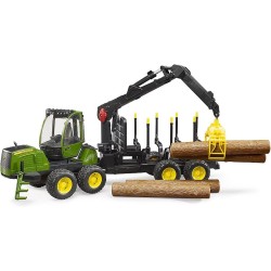 bruder - John Deere 1210E Rückezug mit 4 Baumstämmen und Holzgreifer