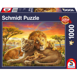 Schmidt Puzzle - Kuschelnde Löwenfamilie