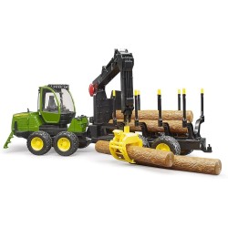 bruder - John Deere 1210E Rückezug mit 4 Baumstämmen und Holzgreifer