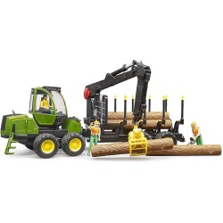 bruder - John Deere 1210E Rückezug mit 4 Baumstämmen und Holzgreifer