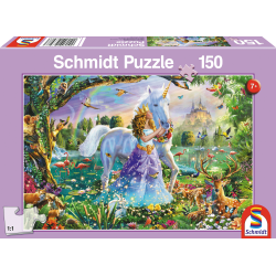 Schmidt Puzzle - Prinzessin mit Einhorn und Schloss