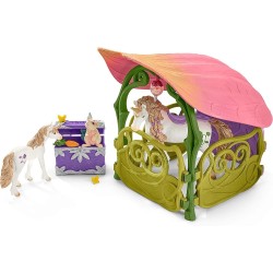 Schleich BAYALA 42445 Glitzerndes Blütenhaus mit Einhörnern, See und Stall