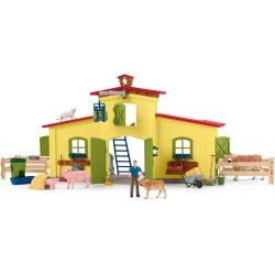 Schleich FARM WORLD 42605 Grosser Stall mit Tieren und Zubehör