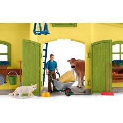 Schleich FARM WORLD 42605 Grosser Stall mit Tieren und Zubehör