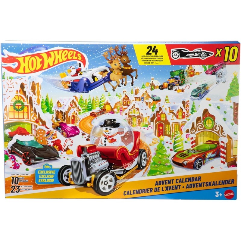 Hot Wheels - Adventskalender mit 10 Fahrzeugen im Massstab 1:64