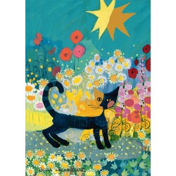 Schmidt Puzzle - Rosina Wachtmeister, Katze im Blütenmeer (1000)