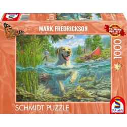 Schmidt Puzzle - Mark Fredrickson, gelber Labrador auf Fischjagd (1000)