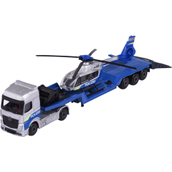 majorette - City Transporter (Mercedes-Benz Actros Transporter mit Polizeihelikopter)