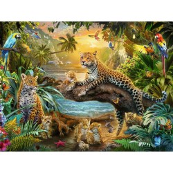 Ravensburger Puzzle - Leopardenfamilie im Dschungel
